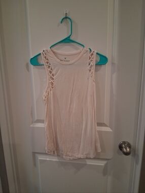 American Eagle Outfitters Soft & Sexy  Baby Pink  Lattice-Shoulder Tank Size XS
